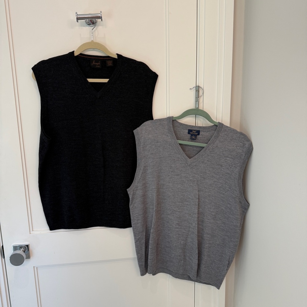Bundle of Wool Blend Grey Sweater Vests Size L - Brooks Brothers & Jos. A Banks
